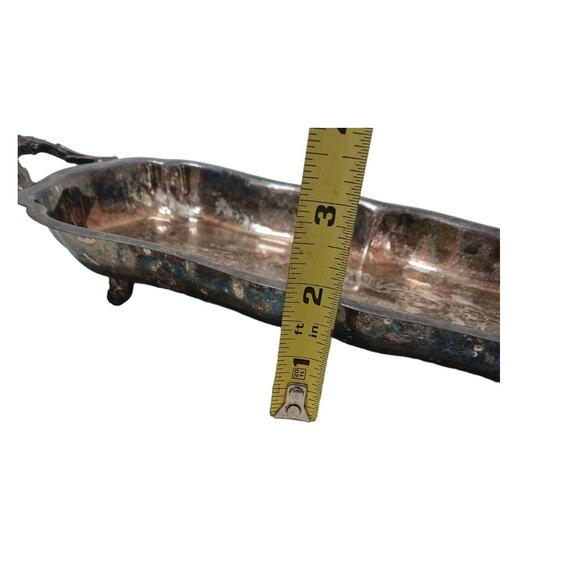 Antique Leonard 11" Serving Tray Footed Handles Silverplate Patina Aged Vintage - Picture 13 of 15